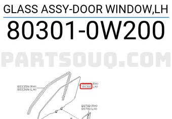 Nissan 803010W200 GLASS ASSY-DOOR WINDOW,LH