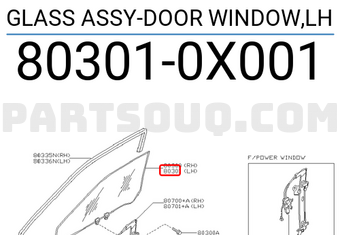 Nissan 803010X001 GLASS ASSY-DOOR WINDOW,LH