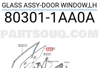 Nissan 803011AA0A GLASS ASSY-DOOR WINDOW,LH