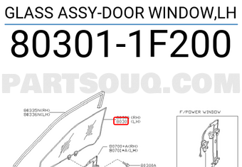 Nissan 803011F200 GLASS ASSY-DOOR WINDOW,LH