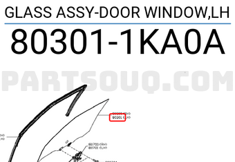 Nissan 803011KA0A GLASS ASSY-DOOR WINDOW,LH