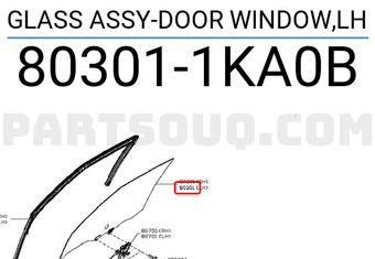 Nissan 803011KA0B GLASS ASSY-DOOR WINDOW,LH
