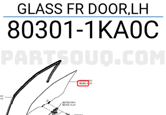 Nissan 803011KA0C GLASS FR DOOR,LH