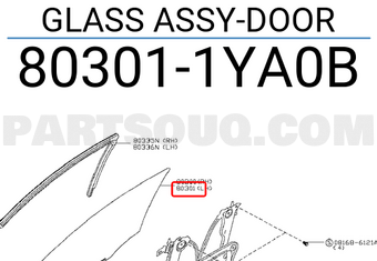 Nissan 803011YA0B GLASS ASSY-DOOR