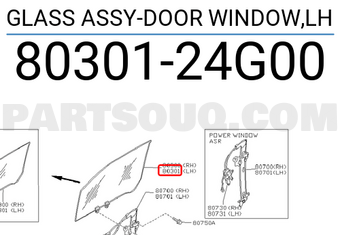 Nissan 8030124G00 GLASS ASSY-DOOR WINDOW,LH