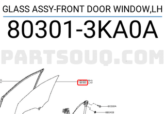 Nissan 803013KA0A GLASS ASSY-FRONT DOOR WINDOW,LH