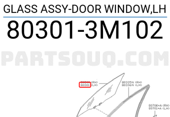 Nissan 803013M102 GLASS ASSY-DOOR WINDOW,LH