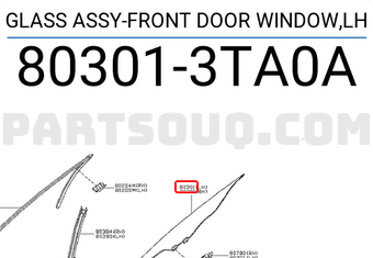 Nissan 803013TA0A GLASS ASSY-FRONT DOOR WINDOW,LH