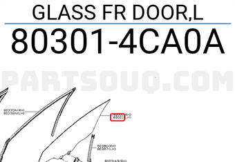 Nissan 803014CA0A GLASS FR DOOR,L