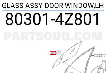 Nissan 803014Z801 GLASS ASSY-DOOR WINDOW,LH