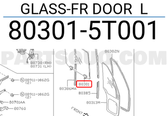 Nissan 803015T001 GLASS-FR DOOR L