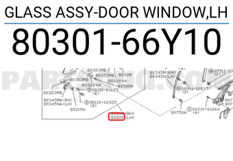 Nissan 8030166Y10 GLASS ASSY-DOOR WINDOW,LH