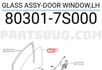 Nissan 803017S000 GLASS ASSY-DOOR WINDOW,LH