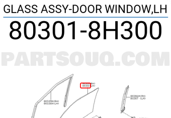 Nissan 803018H300 GLASS ASSY-DOOR WINDOW,LH