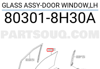 Nissan 803018H30A GLASS ASSY-DOOR WINDOW,LH
