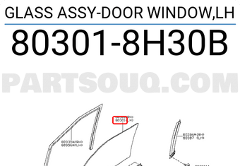 Nissan 803018H30B GLASS ASSY-DOOR WINDOW,LH