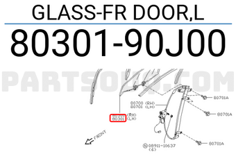Nissan 8030190J00 GLASS-FR DOOR,L