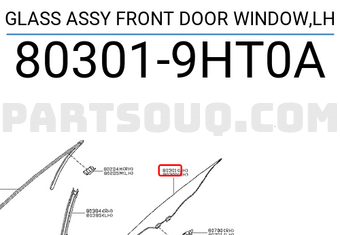 Nissan 803019HT0A GLASS ASSY FRONT DOOR WINDOW,LH