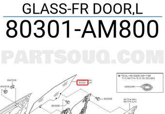 Nissan 80301AM800 GLASS-FR DOOR,L