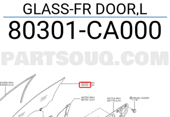 Nissan 80301CA000 GLASS-FR DOOR,L
