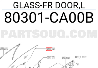 Nissan 80301CA00B GLASS-FR DOOR,L