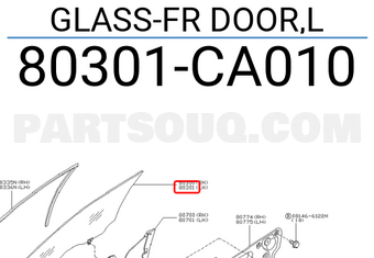 Nissan 80301CA010 GLASS-FR DOOR,L