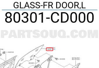Nissan 80301CD000 GLASS-FR DOOR,L