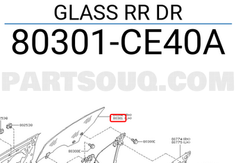 Nissan 80301CE40A GLASS RR DR