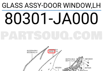 Nissan 80301JA000 GLASS ASSY-DOOR WINDOW,LH