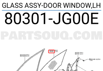 Nissan 80301JG00E GLASS ASSY-DOOR WINDOW,LH