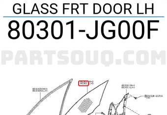 Nissan 80301JG00F GLASS FRT DOOR LH
