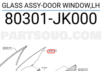Nissan 80301JK000 GLASS ASSY-DOOR WINDOW,LH