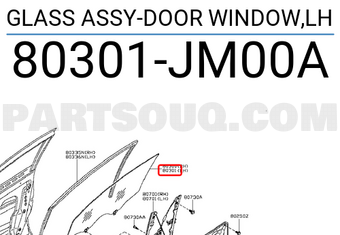 Nissan 80301JM00A GLASS ASSY-DOOR WINDOW,LH