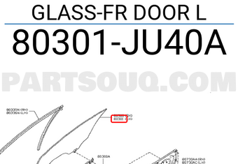 Nissan 80301JU40A GLASS-FR DOOR L