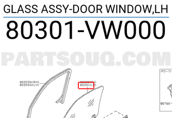 Nissan 80301VW000 GLASS ASSY-DOOR WINDOW,LH