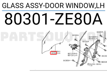 Nissan 80301ZE80A GLASS ASSY-DOOR WINDOW,LH