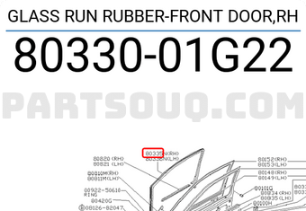 Nissan 8033001G22 GLASS RUN RUBBER-FRONT DOOR,RH