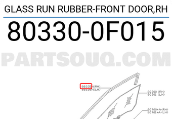 Nissan 803300F015 GLASS RUN RUBBER-FRONT DOOR,RH