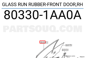 Nissan 803301AA0A GLASS RUN RUBBER-FRONT DOOR,RH