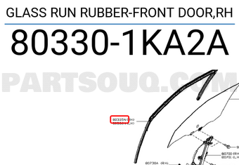 Nissan 803301KA2A GLASS RUN RUBBER-FRONT DOOR,RH