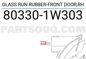 Nissan 803301W303 GLASS RUN RUBBER-FRONT DOOR,RH