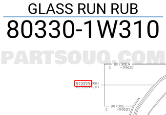 Nissan 803301W310 GLASS RUN RUB
