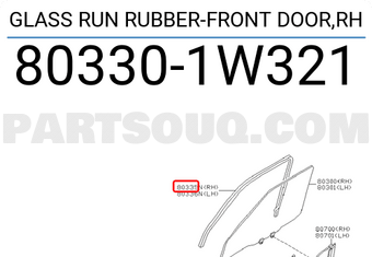 Nissan 803301W321 GLASS RUN RUBBER-FRONT DOOR,RH