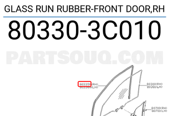 Nissan 803303C010 GLASS RUN RUBBER-FRONT DOOR,RH