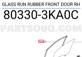 Nissan 803303KA0C GLASS RUN RUBBER FRONT DOOR RH