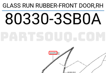 Nissan 803303SB0A GLASS RUN RUBBER-FRONT DOOR,RH
