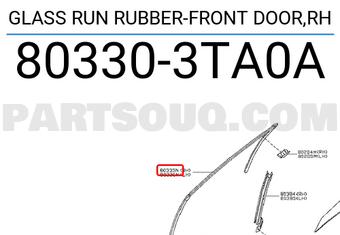 Nissan 803303TA0A GLASS RUN RUBBER-FRONT DOOR,RH