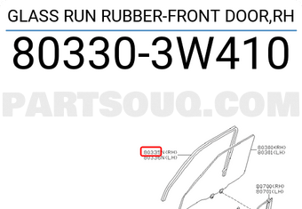 Nissan 803303W410 GLASS RUN RUBBER-FRONT DOOR,RH