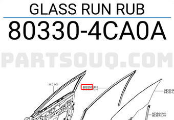 Nissan 803304CA0A GLASS RUN RUB