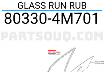 Nissan 803304M701 GLASS RUN RUB
